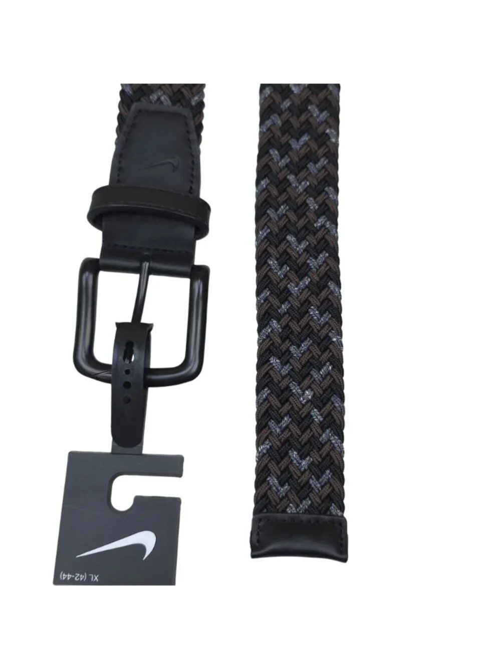 Nike Braided Woven Stretch Golf Belt XL 42-44 Metal Buckle Brown/Black/Gray